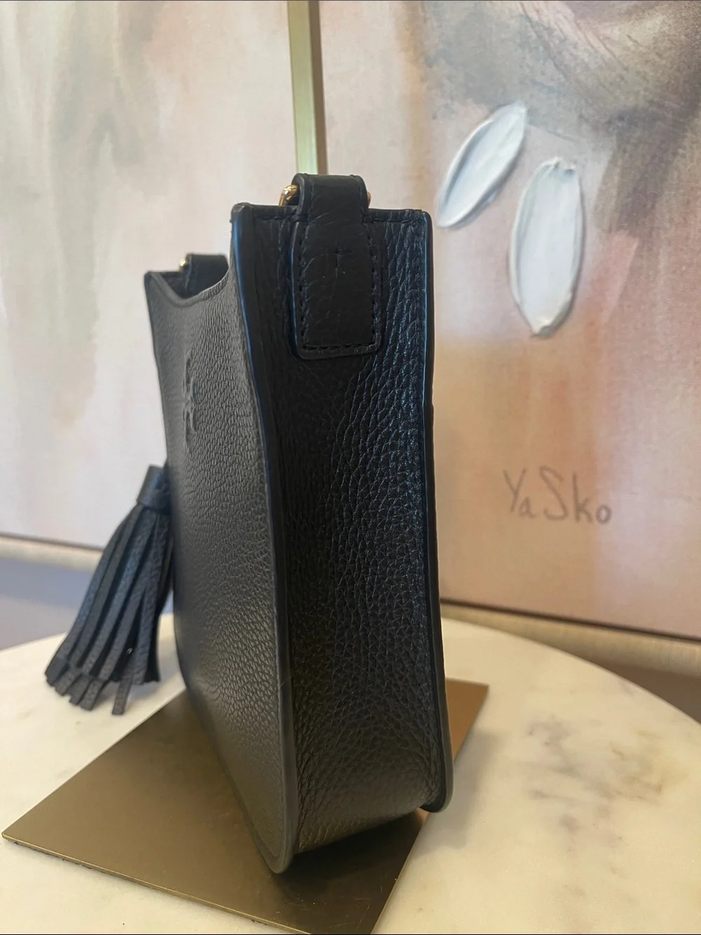 Tory Burch Black Thea Leather Crossbody with Tassels